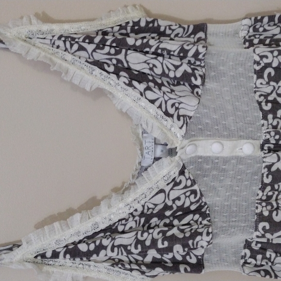 Gray & Ivory Paisley Slip Dress w/ Lace - Picture 2 of 4